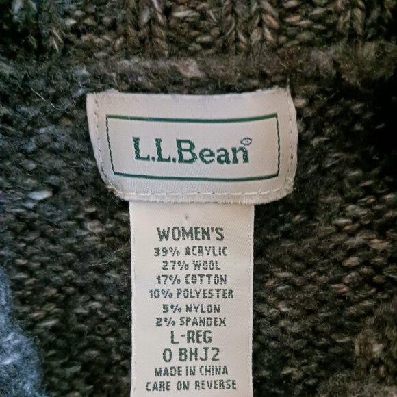 LL Bean Wool Blend Button Up Turtle Neck Cardigan Sweater Fishermen Womens Small - Picture 3 of 7